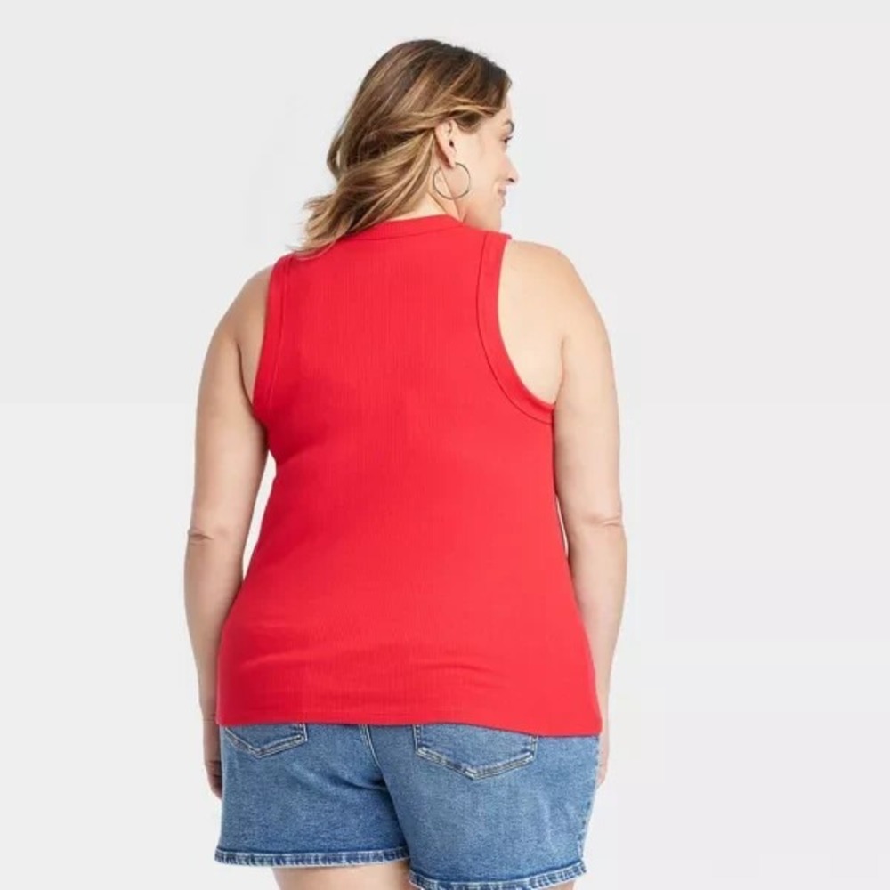 A New Day Women's Red Ribbed Racerback Tank Top Size 3X - Picture 2 of 14